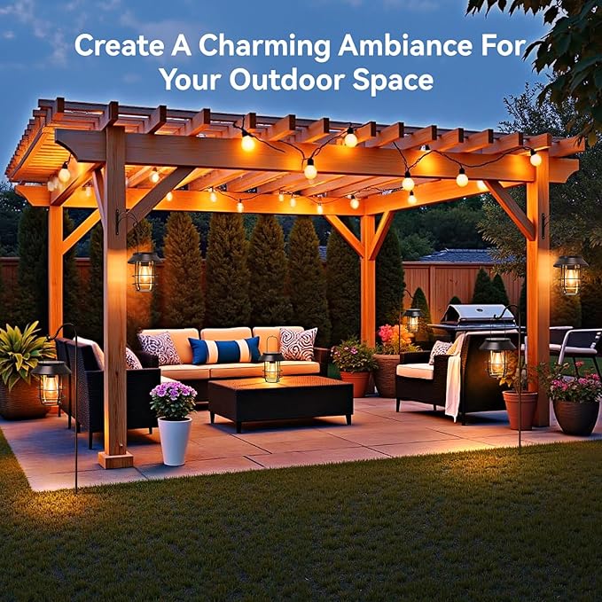 Solar Lanterns Outdoor Waterproof, High Brightness Hanging Solar Lights for Outside with Wall Hooks, Halloween Decor Retro Metal Outdoor Lanterns Auto On/Off for Patio, Yard Decor, Black,2Pack