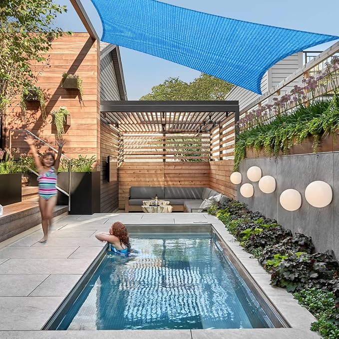 10' x 10' Blue Outdoor Sun Shade Sail Canopy ??UV Resistant Permeable Awning Fabric for Patio, Garden, Backyard, Pergola, Carport, Lawn Shelter Cover