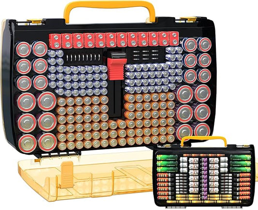 Large Capacity 269 Battery Organizer Storage Case with Tester, Double-Side Battery Holder Container for AA AAA AAAA C D 9V Lithium 3V CR123 CR1632 18650 Batteries(Box Only) (Black)
