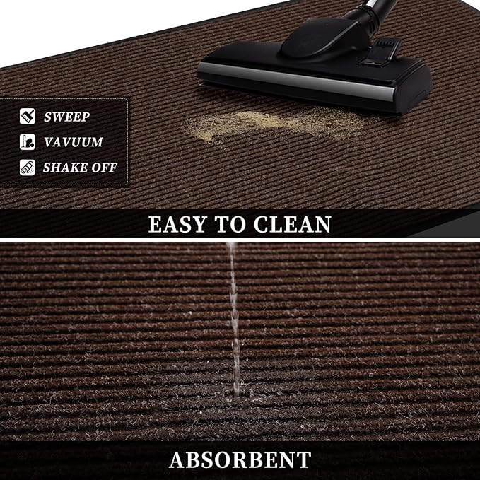Profile Rubber Door Mat, 35x23inch, Heavy Duty, Entrance Doormat, Indoor and Outdoor, Waterproof, Easy Clean Shoe Scraper, Home Rug Welcome Mats for Entryway, Patio, Porch, Brown