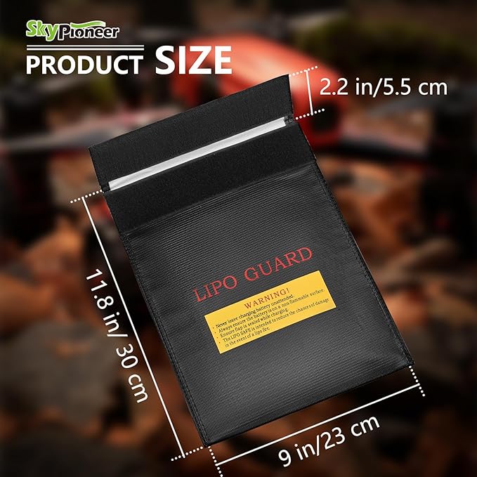 RC Lipo Safe Bag,Fire Retardant Lipo Battery Bag,9''x11.8''Black,Fireproof Explosion-proof Sack for Charging and Storage