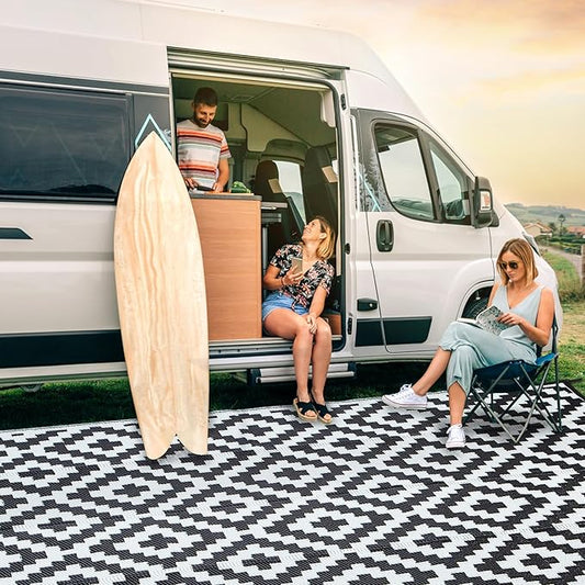 Plastic Straw Rug, Waterproof Outdoor Rug, Reversible Plastic Camping RV Rug, Large Floor Mat and Area Rug for Camping, Patio, Backyard, Deck, Picnic, Beach (S, 5 * 8)