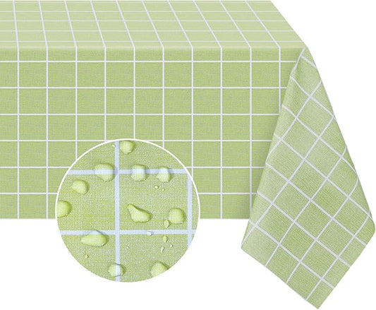 Romanstile Rectangle Plastic Tablecloth, 100% Waterproof Oil-Proof Checkered PVC Table Cloths, Heavy Duty Vinyl Table Covers for Dining, Camping, Picnic, Outdoor - 54 x 108 Inch, Green