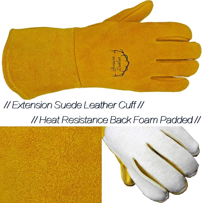 SKYDEER Welding Gloves - Reinforced Deerskin Suede Leather, Extra Soft Grip - Heavy Duty for MIG/TIG/Welding (SD0039W/L)