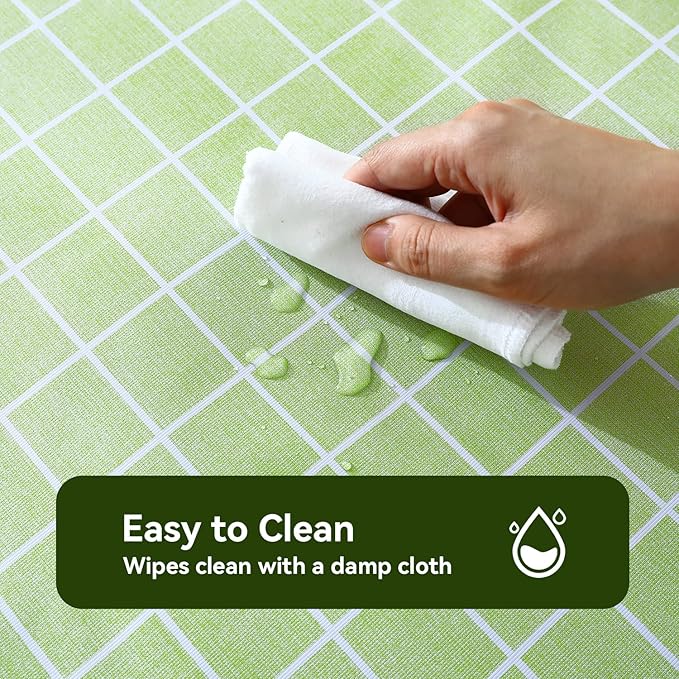 Romanstile Rectangle Plastic Tablecloth, 100% Waterproof Oil-Proof Checkered PVC Table Cloths, Heavy Duty Vinyl Table Covers for Dining, Camping, Picnic, Outdoor - 54 x 120 Inch, Green