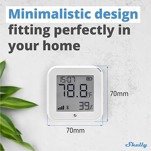 Shelly H&T Gen3 White | Wi-Fi & Bluetooth Smart Temperature & Humidity Sensor with Remote App Control | Smart Scenes | LCD Display