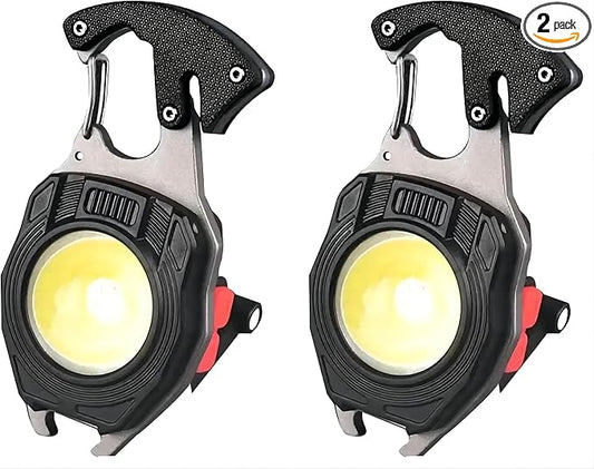 Portable Outdoor Strong Mini Lighter Multifunctional Floodlight with Rechargeable USB Charging,Emergency Tool Magnetic Base, Whistle, Screwdriver, Seat Belt Cutter for Camping Fishing Hiking (2)