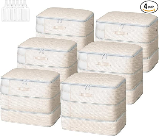 DIMJ Comforter Storage Bag - 110L Ultra Space Saving Self Compression Organize 6 Pack for Duvet, Pillow, Bedding, Blanket Storage Organizer Nylon Compression Bags