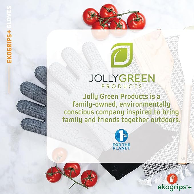 Ekogrips Plus Oven Gloves with Fingers, Comfy Waterproof Silicone Oven Mitts Heat Resistant with Long Cuff, Insulated BBQ Gloves Perfect for Grilling, Baking, Smoker, Canning, and Pizza, Black, OSFM
