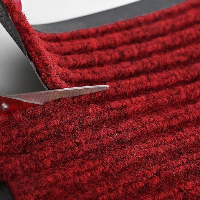 Rubber Door Mat About W3' ×L10' Heavy Duty Large Outdoor Indoor Mat Durable Entrance Doormat Waterproof Rubber Back Rugs for Home Entryway Patio Porch Office Business Areas (Wine Red)