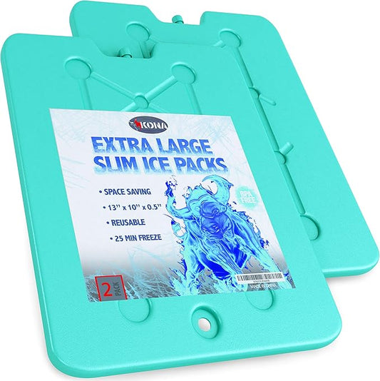 Kona XL Large Cooler Ice Pack - Reusable Long Lasting Dry Ice Packs, 10x13 Inch, 25 Min Freeze