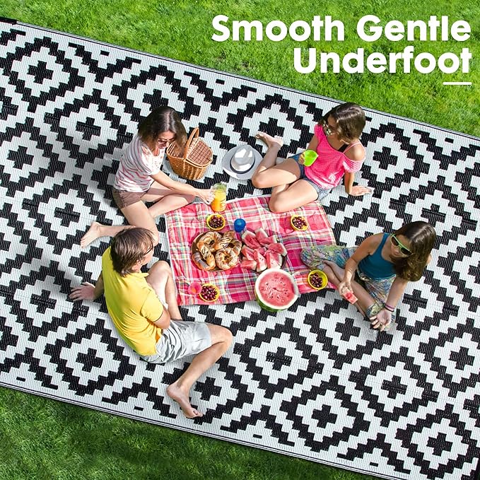 Plastic Straw Rug, Waterproof Outdoor Rug, Reversible Plastic Camping RV Rug, Large Floor Mat and Area Rug for Camping, Patio, Backyard, Deck, Picnic, Beach (S, 5 * 8)