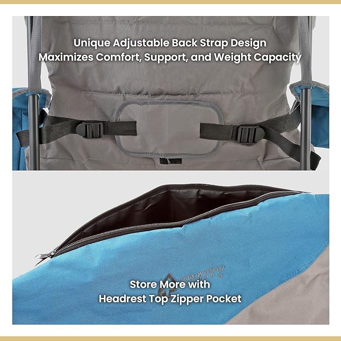 ARROWHEAD OUTDOOR 2-Pack Oversized XXL Portable Folding Camp Chair w/Glass & Cup Holders, Armrest Cooler, Heavy Duty Carry Bag, 600 lbs Weight Capacity