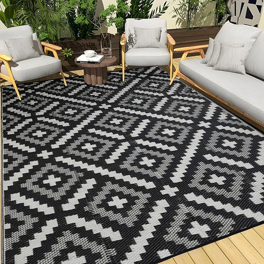 Outdoor Rug 5x8 ft Waterproof, Reversible Outdoor Plastic Straw Rug for Patios Clearance, Outdoor Area Rug Carpet RV Mat for Camping Backyard Deck Porch