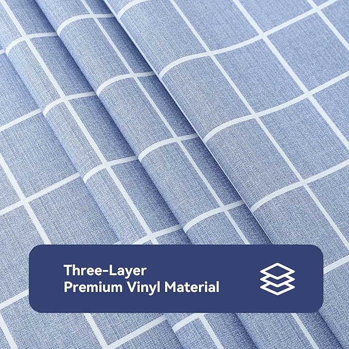 Romanstile Rectangle Plastic Tablecloth, 100% Waterproof Oil-Proof Checkered PVC Table Cloths, Heavy Duty Vinyl Table Covers for Dining, Camping, Picnic, Outdoor - 54 x 108 Inch, Blue