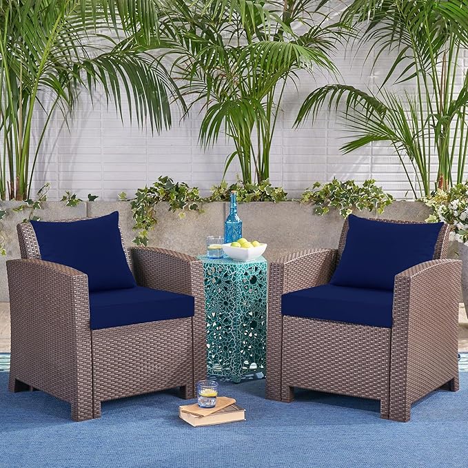Outdoor Cushions for Patio Furniture, Waterproof Outdoor Chair Cushion w/Fade-Resistant, Removable & Machine-Washable Cover, 22x22 Inch, Deep Seat Sofa/Couch Pad Replacement – Set of 2, Navy Blue