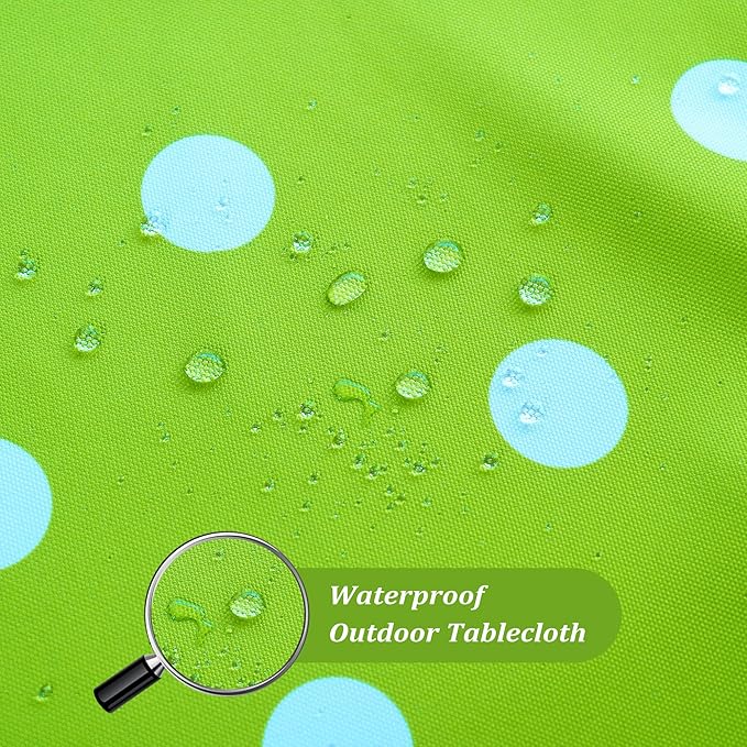 SquarePie Outdoor Tablecloth Rectangle with Umbrella Hole and Zipper Waterproof Stain Resistant Table Linen Cloth for Patio Picnic Garden Party, 52x70 Green Polka Dot