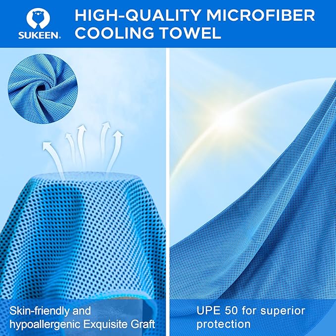 Sukeen Chilly Towel (40"x12"), Breathable Microfiber Sports Towel for Yoga, Running, Camping & More Activities