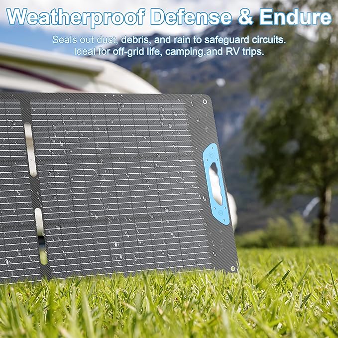 110W Portable Solar Panel for Power Station, 23.5% High Efficiency ETFE Foldable Solar Panels Charger, Fast Installation with Kickstands, IP67 Waterproof for RV, Outdoor Camping, Off Grid Blackouts