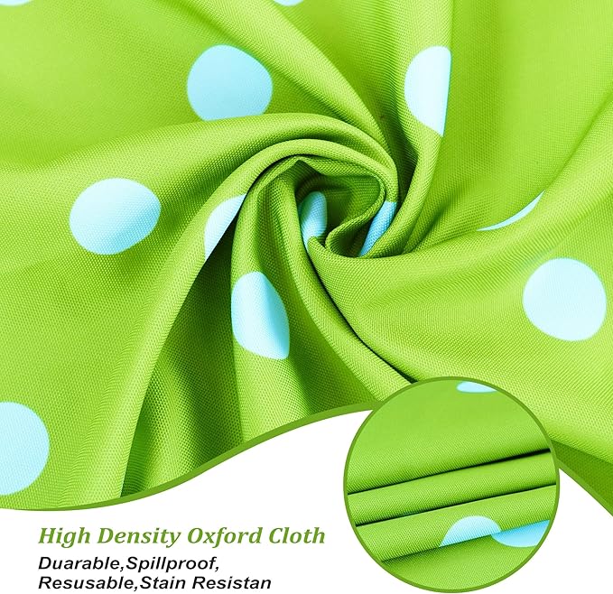 SquarePie Outdoor Tablecloth Rectangle with Umbrella Hole and Zipper Waterproof Stain Resistant Table Linen Cloth for Patio Picnic Garden Party, 52x70 Green Polka Dot