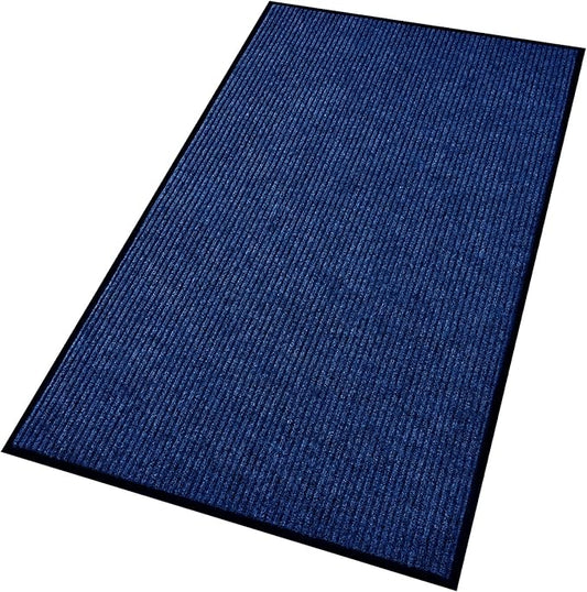 Heavy Duty Entrance Mats, Indoor and Outdoor Durable Rubber Door Mat, Easy Clean Waterproof Anti-Slip Doormat, Low Profile Floor Front Doormat Rugs for Entryway, Patio, Garage 60" x 35" Blue