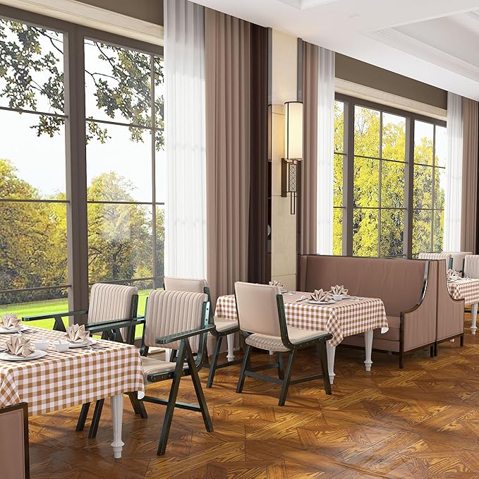 misaya Rectangle Waterproof Vinyl Table Cloth, Buffalo Flannel Backed Tablecloth, Wipeable Plastic Table Cover for Dinner, Kitchen, Outdoor (54" x 78", Brown and White)