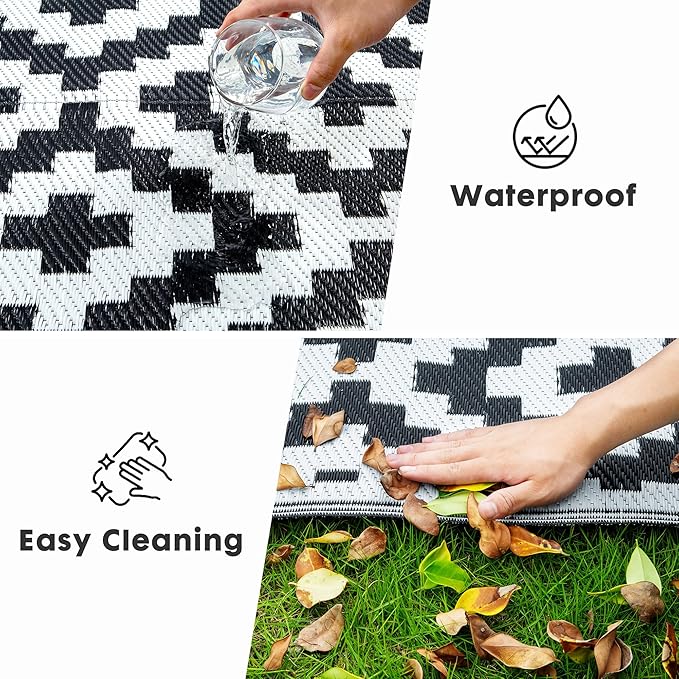 Plastic Straw Rug, Waterproof Outdoor Rug, Reversible Plastic Camping RV Rug, Large Floor Mat and Area Rug for Camping, Patio, Backyard, Deck, Picnic, Beach (S, 5 * 8)