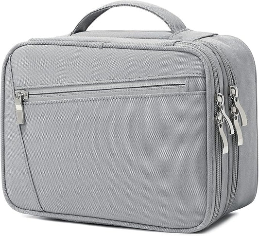 mygreen Electronics Travel Organizer, Watreproof Electronic Accessories Case Portable Double Layer Cable Storage Bag for Cord, Charger, Flash Drive, Phone, Ipad Mini, SD Card, Gifts for Him Grey