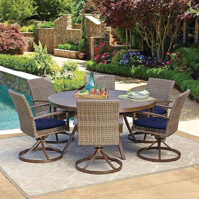 RACE LEAF 4 Pack 17x17 Patio Chair Cushions, Thickened Waterproof Cushions with Stain Resistant Cover and Non-Slip Ties (Navy)