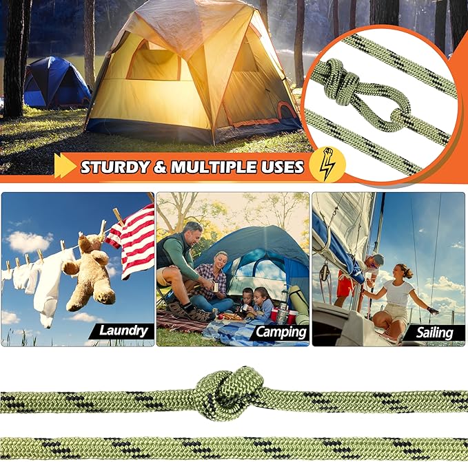 Wellmax Diamond Braid Nylon Rope, 3/8 in X 50 Foot, UV Resistant, High Strength and Weather Resistant - Camo